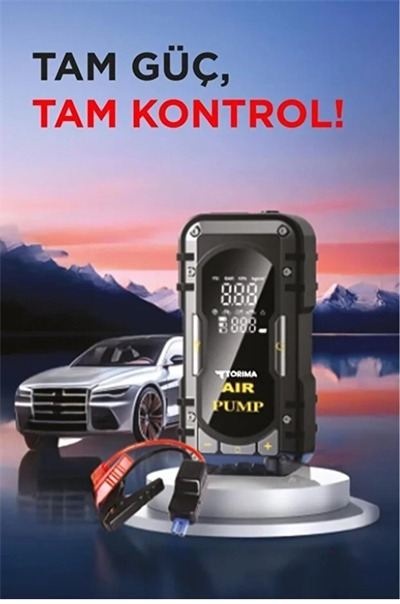 8000 Mah Taşnabilir Dijital Ekranlı Araç Akü Takviyeli,powerbank,ışıklı Oto Hava Kompresörü