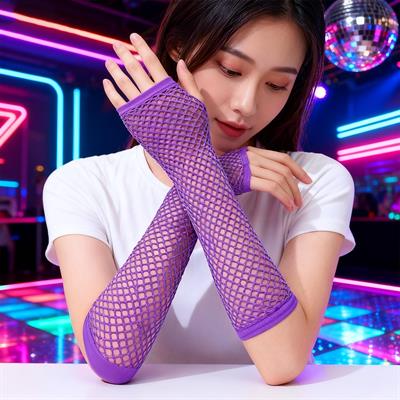 80’ler 90’lar Retro Mor File Parmaksız Eldiven 26 cm (3936)