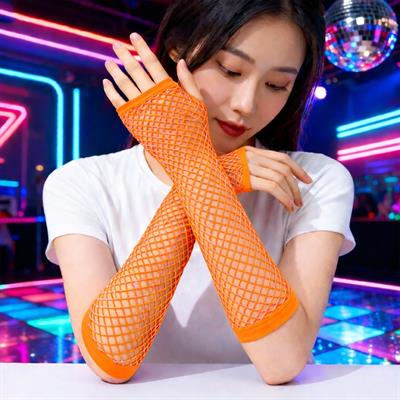 80’ler 90’lar Retro Turuncu File Parmaksız Eldiven 26 cm (3936)