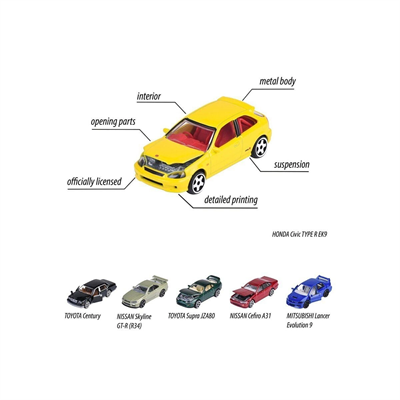 8502100000 JDM Legends Premium Cars, 6-asst.freewheel, die-cast, 1 opening pa(Belirtilen fiyat, tekli satış için adet fiyatıdır.)