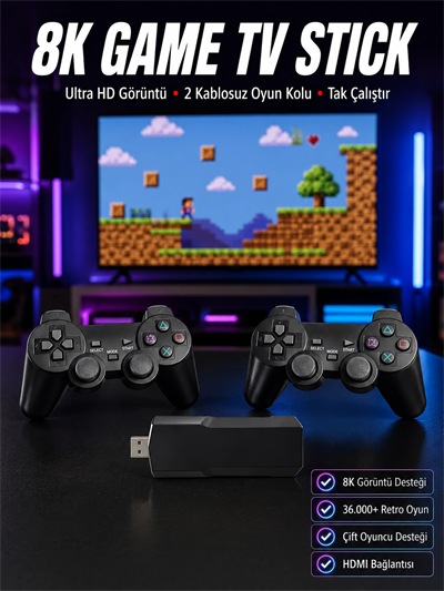 8K Ultra HD Game Box 36500 Oyunlu Game Stick Oyun Konsolu