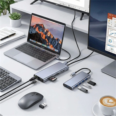 8in1 Type-c Çoklayıcı Hub Hdmı 4k Usb 3.0 Sd Tf Kart Rj45 Ethernet Dönüştürücü Adaptör Bx40