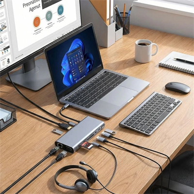 8in1 Type-c Çoklayıcı Hub Hdmı 4k Usb 3.0 Sd Tf Kart Rj45 Ethernet Dönüştürücü Adaptör Bx40