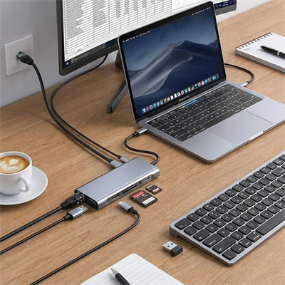 8in1 Type-c Çoklayıcı Hub Hdmı 4k Usb 3.0 Sd Tf Kart Rj45 Ethernet Dönüştürücü Adaptör Bx40
