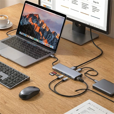 8in1 Type-c Çoklayıcı Hub Hdmı 4k Usb 3.0 Sd Tf Kart Rj45 Ethernet Dönüştürücü Adaptör Bx40