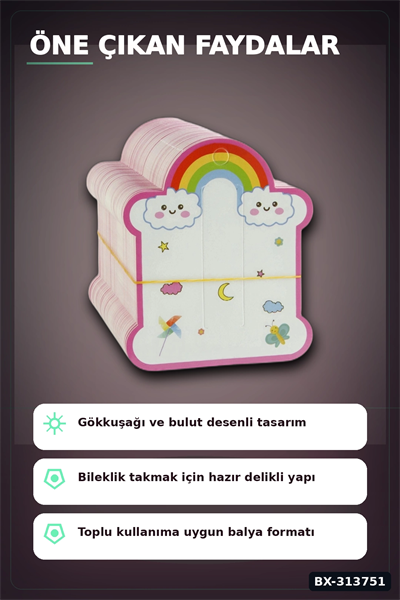8x10 cm Bileklik Kartı 200 Adet Balya - Çocuk Bilek Kartı, Organizer Aksesuarı BX-313751