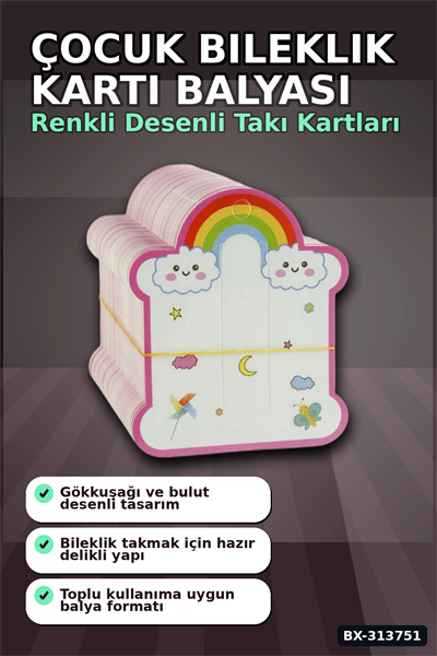 8x10 cm Bileklik Kartı 200 Adet Balya - Çocuk Bilek Kartı, Organizer Aksesuarı BX-313751