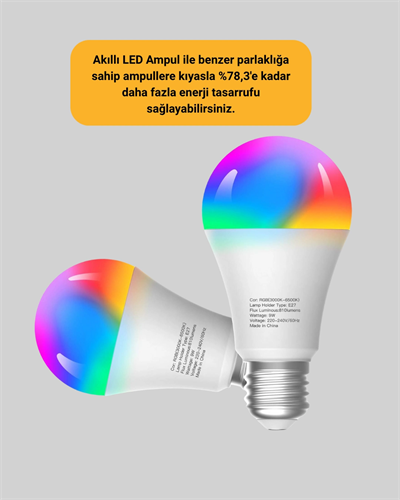 9 Watt Beyaz Işık ve Renk Ayarlı Akıllı LED Ampul
