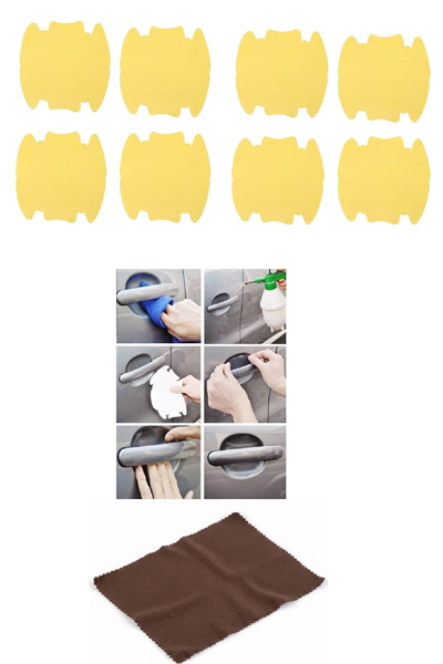 9lu Set Araba Kapı Kolu Koruyucu Çizilme Önleyici Şeffaf Sticker Film Koruma Seti