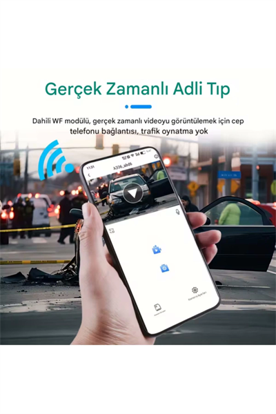 A-98 WiFi Full HD 3 Kameralı Araç İçi Güvenlik Kamerası + Park Modu Kablosu Ön-Arka-İç Kayıt,DashCam