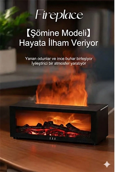 A4 Şömine Esintili Aromaterapi Difüzörü Ultrasonik Hava Nemlendici