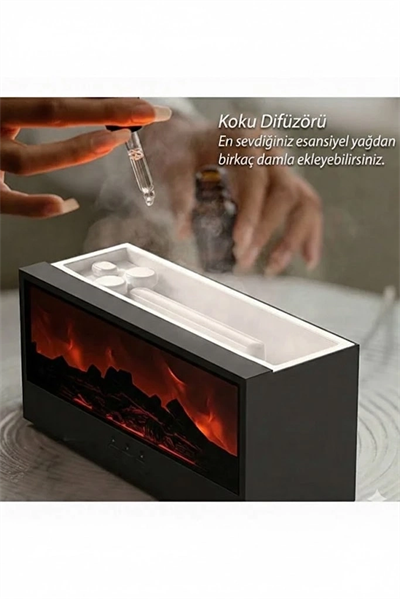 A4 Şömine Esintili Aromaterapi Difüzörü Ultrasonik Hava Nemlendici