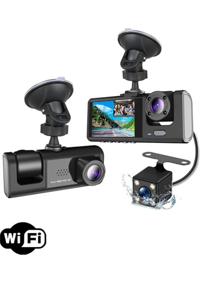 A98 Tipi WiFi Full HD 3 Kameralı Araç İçi Güvenlik Kamerası Gece Görüşlü G Sensörlü