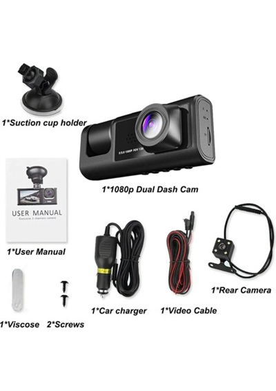 A98 Tipi WiFi Full HD 3 Kameralı Araç İçi Güvenlik Kamerası Gece Görüşlü G Sensörlü