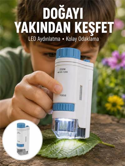 ABS Gövdeli Öğrenci ve Hobi Mikroskobu – Mavi Renk Yeni Nesil