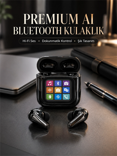 AI Destekli Dokunmatik Ekranlı Kablosuz Bluetooth Kulaklık