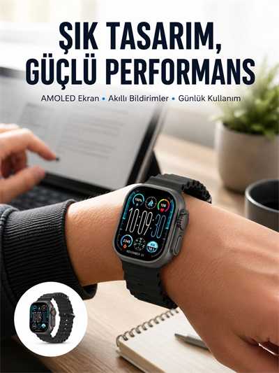 AMOLED Ekran 49mm Ultra Tasarım 3 Kordonlu Akıllı Saat Yeni Nesil