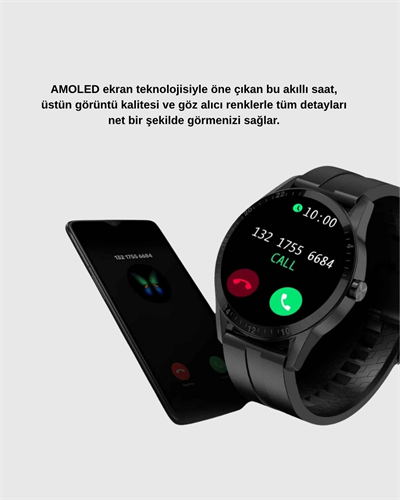 AMOLED Ekranlı Akıllı Saat – 3 Kordon Seçenekli, Suya Dayanıklı, Kalp Atış ve Uyku Takip Özellikli