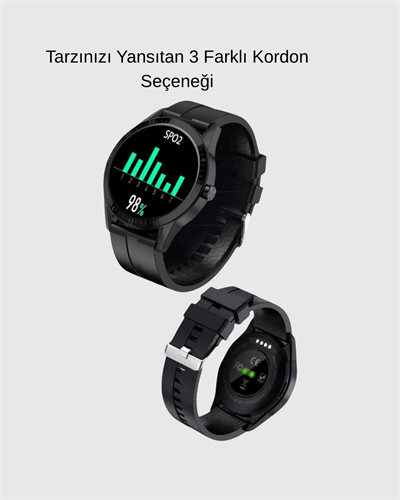 AMOLED Ekranlı Akıllı Saat – 3 Kordon Seçenekli, Suya Dayanıklı, Kalp Atış ve Uyku Takip Özellikli
