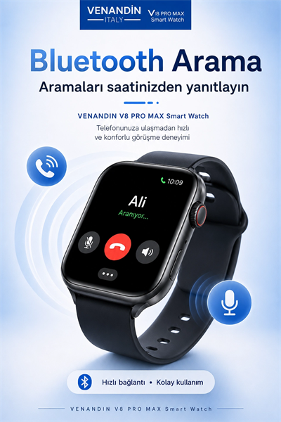 AMOLED Ekranlı Kablosuz Şarj Destekli Akıllı Saat Spor Modlu Bluetooth Uyumlu