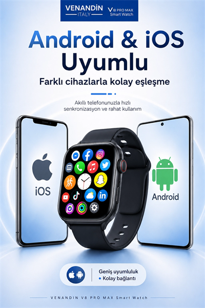 AMOLED Ekranlı Kablosuz Şarj Destekli Akıllı Saat Spor Modlu Bluetooth Uyumlu