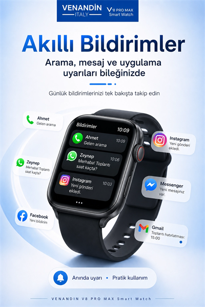 AMOLED Ekranlı Kablosuz Şarj Destekli Akıllı Saat Spor Modlu Bluetooth Uyumlu