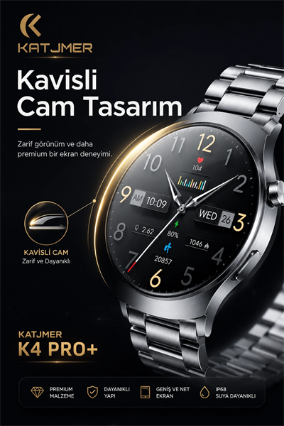 AMOLED Ekranlı Metal Kordonlu Akıllı Saat Üç Kayışlı Spor Takip Ve Bildirim Özellikli