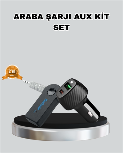AUX Bluetooth Adaptör ve 38W Hızlı Araç Şarj Cihazı Seti