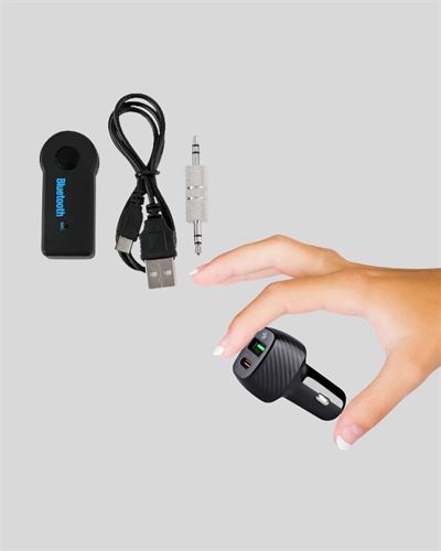 AUX Bluetooth Adaptör ve 38W Hızlı Araç Şarj Cihazı Seti