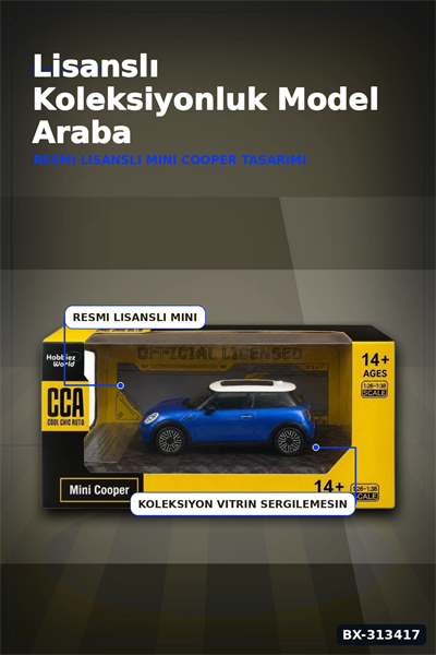 Açık Kırmızı 1/32 Mini Cooper Model Araba Koleksiyonluk Vitrin Oyuncak - Tekli BX-313417