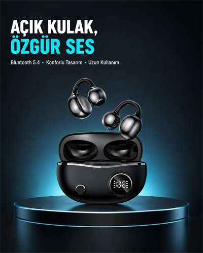 Açık Kulak Bluetooth Kulaklık 5.4 APTX Destekli Ergonomik Tasarım