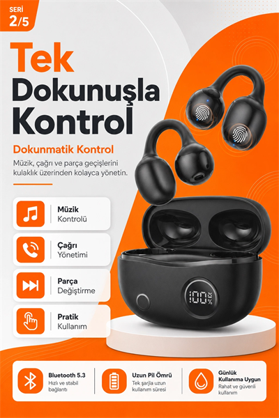 Açık Kulak Tasarımlı Kablosuz Kulaklık Spor Ve Günlük Kullanım İçin Şarjlı Set