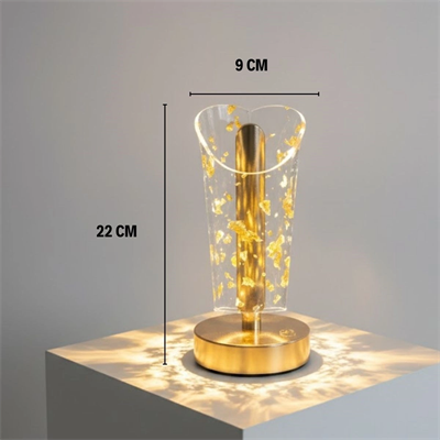 Açık Silindirik Kristal Altın Toz Model Led Masa Lambası – Gold Tabanlı, Dokunmatik, 3 Renk Işık Modlu, Şarjlı Modern Dekoratif Gece Lambası Bx40
