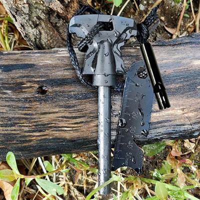 Acil Durum Magnezyum Çubuk Çakmaktaşı Hayatta Kalma Ateş Başlatıcı Çakmak Kiti Düdük Hediyeli (3936)