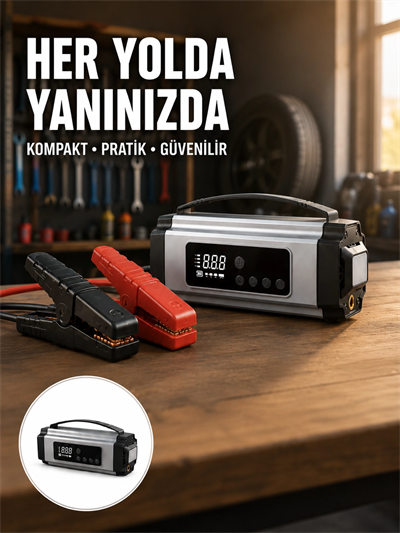 Acil Durumlar İçin Çok Fonksiyonlu Araç Akü Takviyesi Hava Kompresörü ve Güç Kaynağı Yeni Nesil
