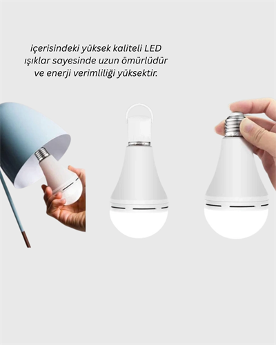 Acil Durumlar İçin Şarjlı LED Ampul 6400K Soğuk Beyaz 30 Watt Yeni Nesil