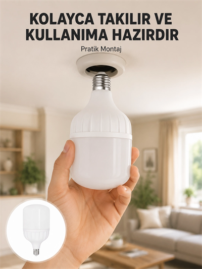 Acil Durumlara Uygun Şarjlı Torch LED Ampul 30 Watt Yeni Nesil