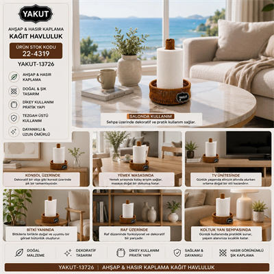 Ahşap - Hasır Kaplama Kağıt Havluluk Bx40