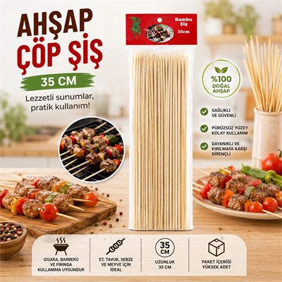 Ahşap Çöp Şiş 35cm 46pcs Bx40