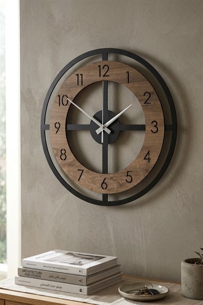 Ahşap Dekoratif Duvar Saati 40 cm sessiz