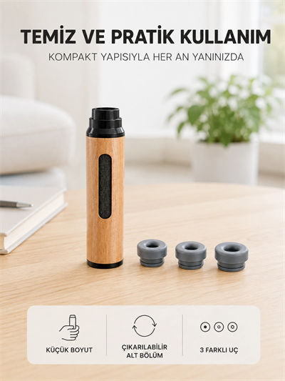 Ahşap Görünümlü Mini Küllük Taşınabilir Kompakt Tasarım 3 Farklı Uç Seçeneği