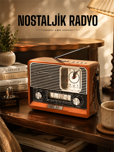 Ahşap Görünümlü Retro Bluetooth Radyo USB,AUX Ve SD Kart Girişli
