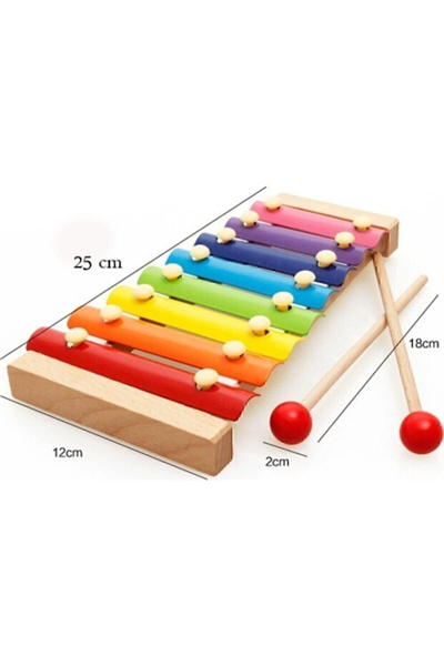 Ahşap Ksilofon 8 Nota 8 Ton 25 Cm 8 Tuşlu Sesli Selefon Oyuncak