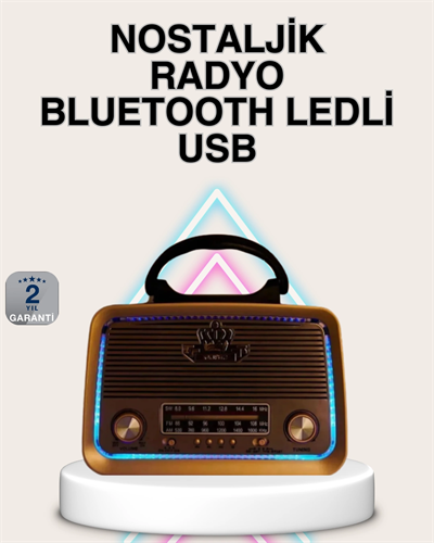 Ahşap Nostaljik Radyo Bluetooth USB SD Kart Destekli