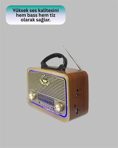 Ahşap Nostaljik Radyo Bluetooth USB SD Kart Destekli