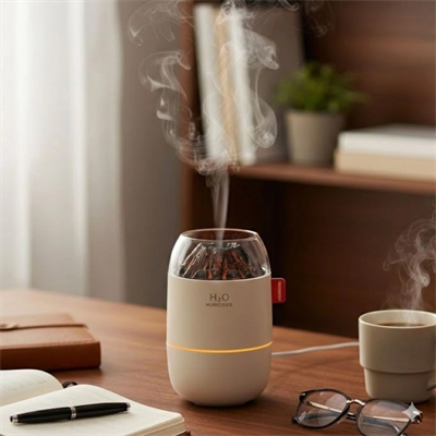 Ahşap Odun Ateşi Tasarımlı 280 Ml Ultrasonik Hava Nemlendirici & Aroma Difüzör – Soğuk Buhar Makinesi, Led Işıklı, Ortam Nemlendirici Bx40