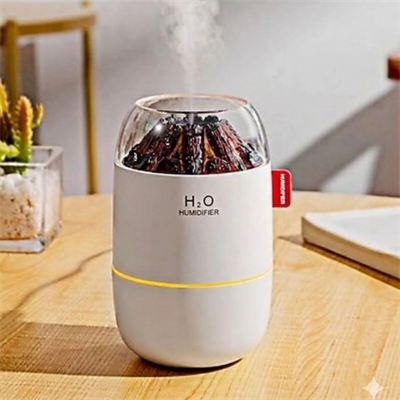Ahşap Odun Ateşi Tasarımlı 280 Ml Ultrasonik Hava Nemlendirici & Aroma Difüzör – Soğuk Buhar Makinesi, Led Işıklı, Ortam Nemlendirici Bx40