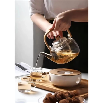 Ahşap Saplı Cam Filtreli Demlik