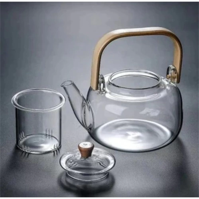 Ahşap Saplı Cam Filtreli Demlik