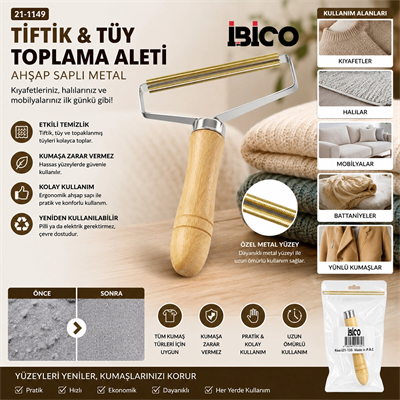 Ahşap Saplı Metal Tiftik Tüy Toplama Bx40
